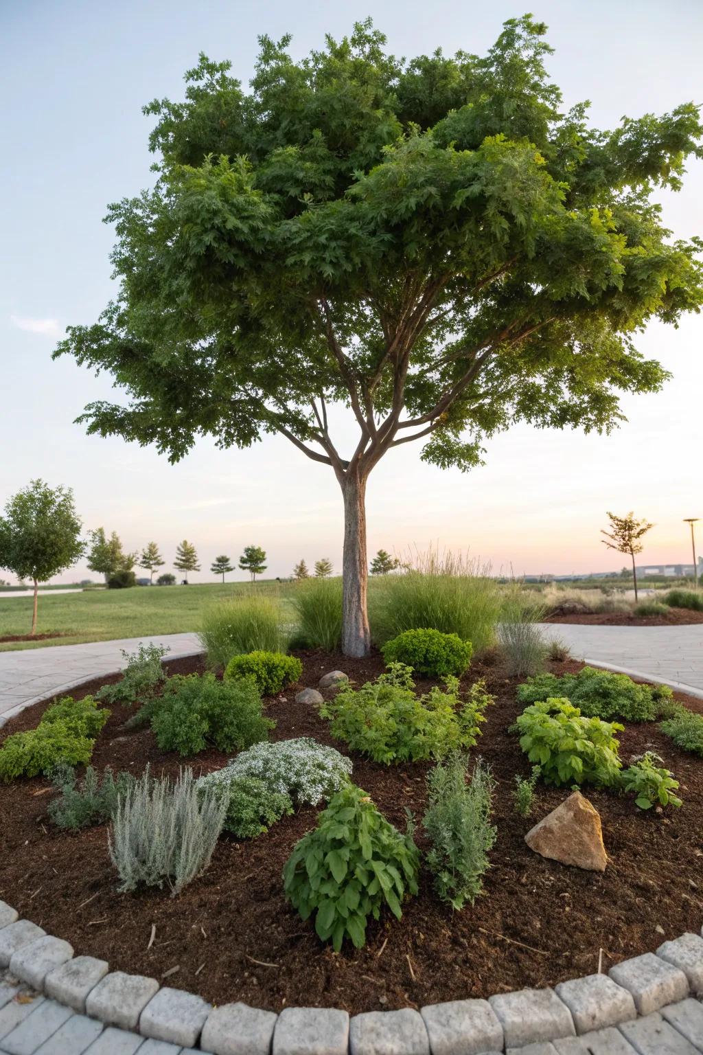 A herb garden within your mulch is both practical and pretty.