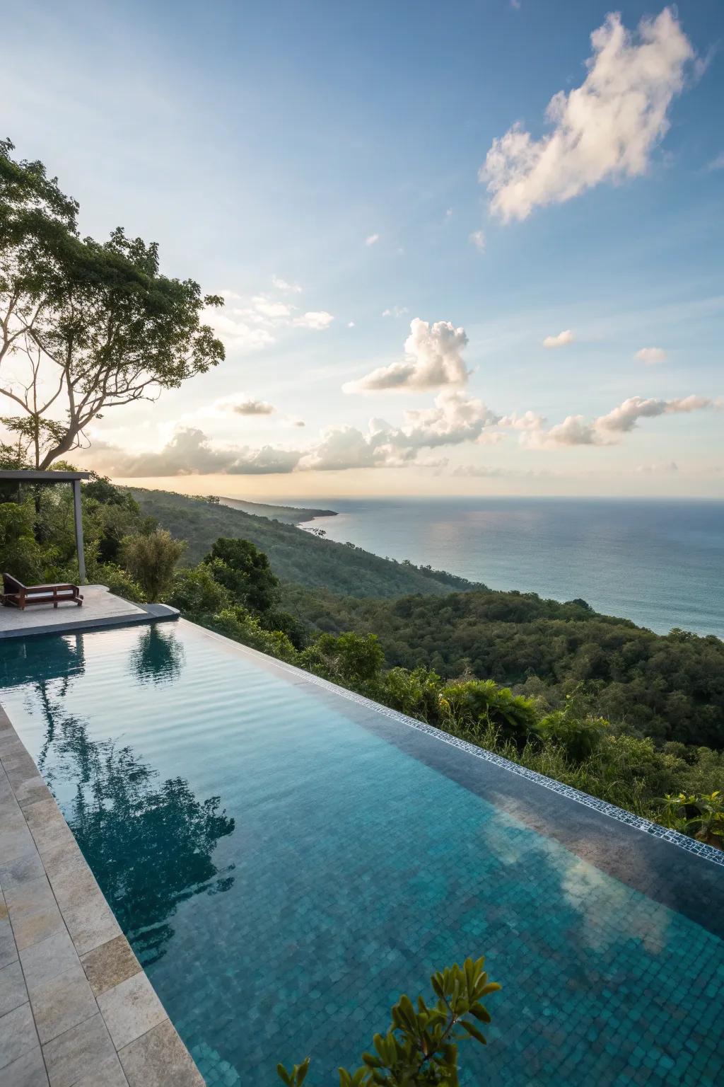 An infinity edge pool creates a seamless and luxurious look.
