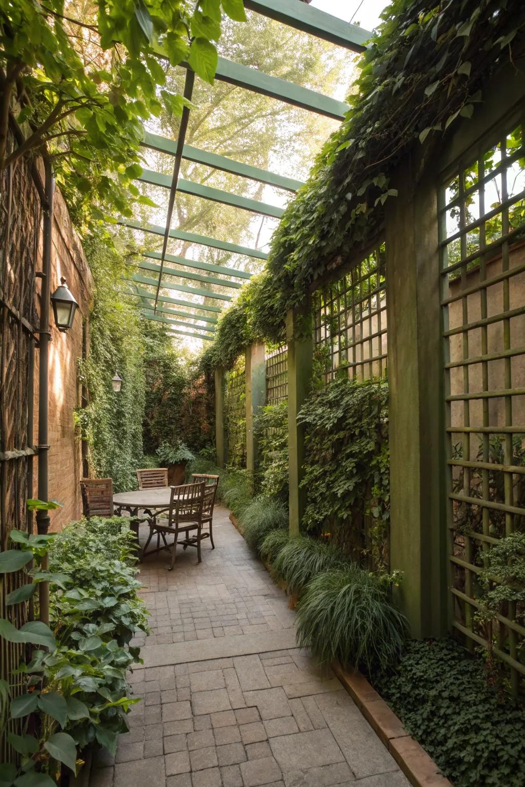 Green walls provide privacy with natural beauty.