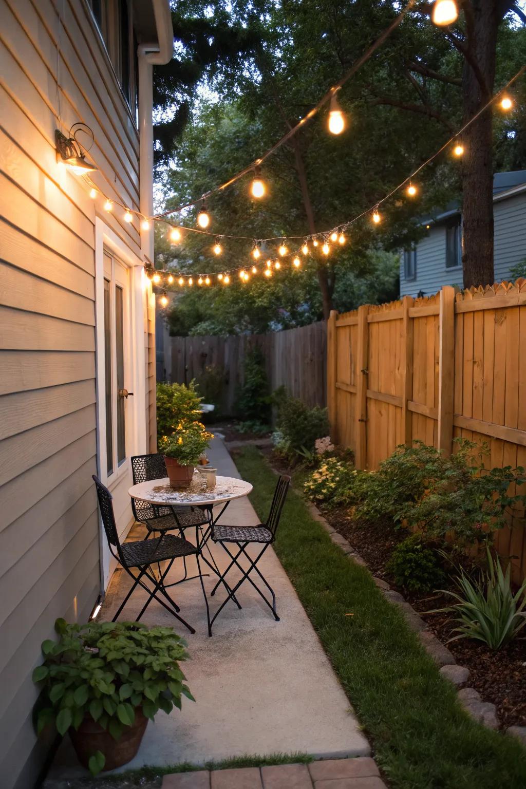 An outdoor café setup is perfect for intimate gatherings.