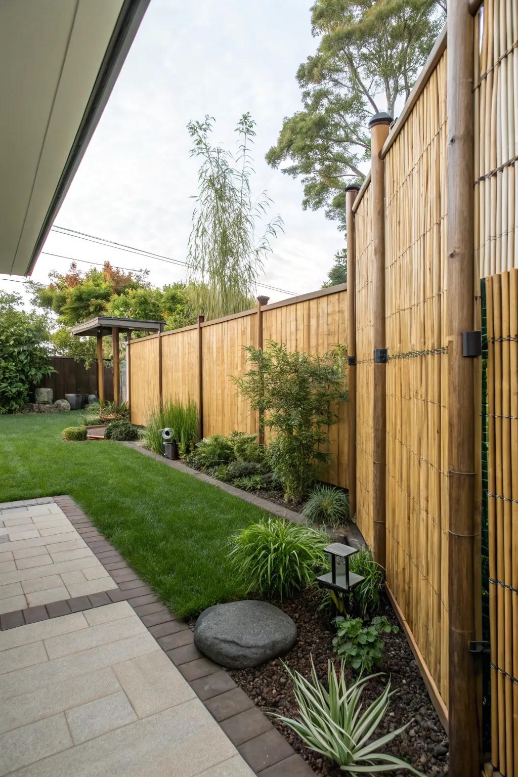 Bamboo screens add a tropical touch to your garden privacy.