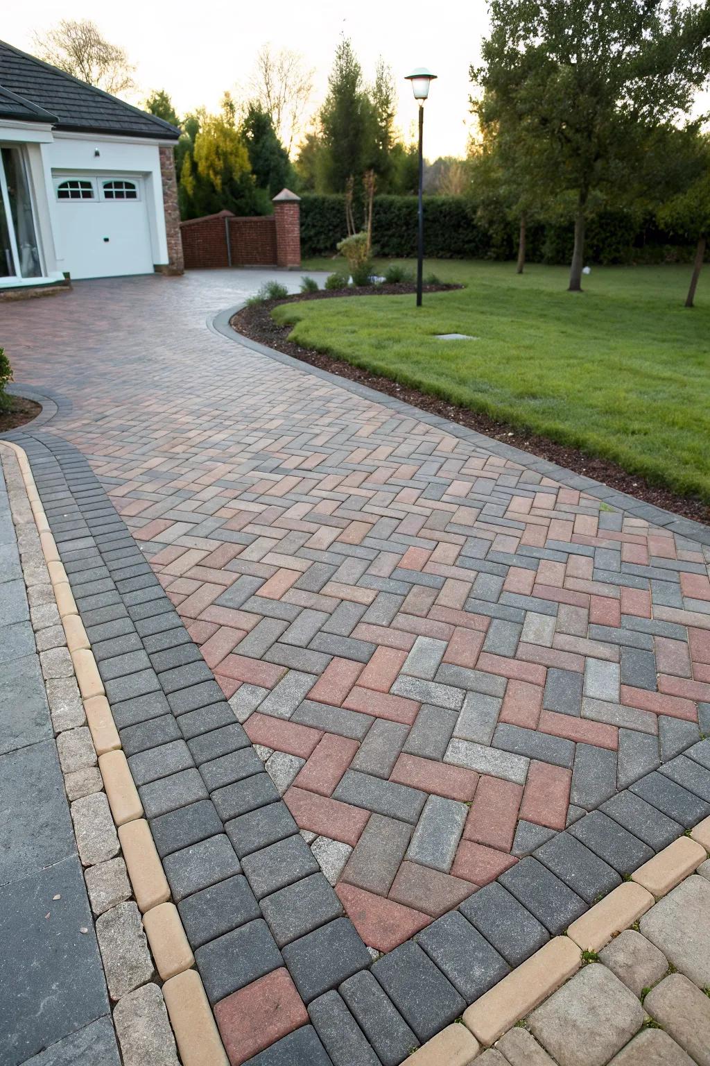 Classic meets modern with a dual-tone herringbone design.