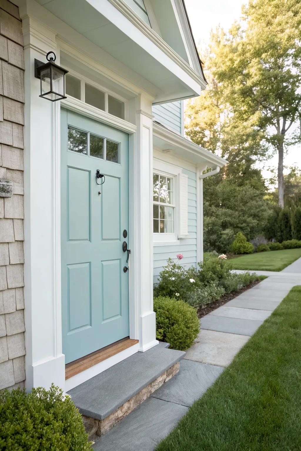 Light colors evoke coastal serenity.