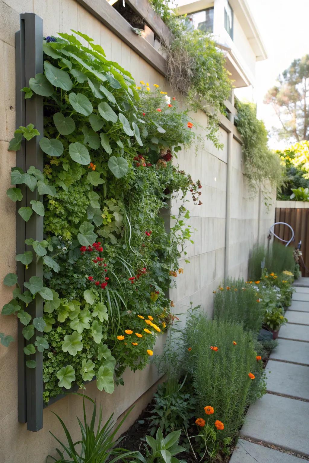 Vertical gardens add lush greenery to vertical spaces.