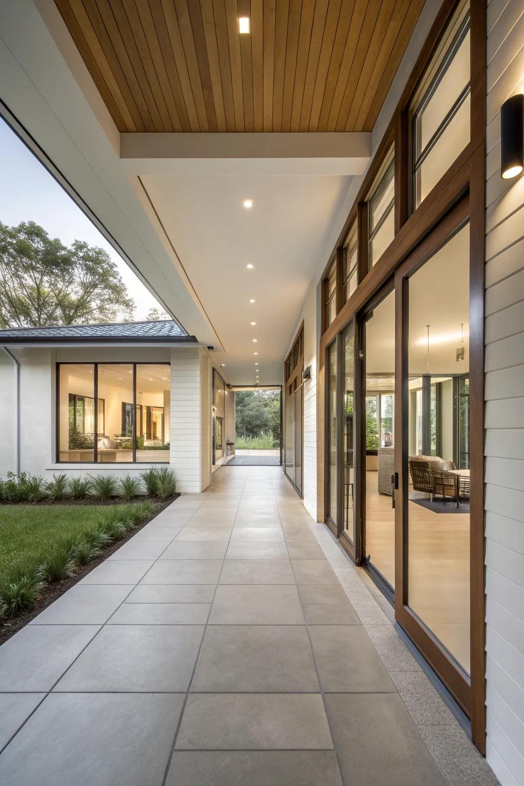 Functional design enhances the connectivity of your breezeway.