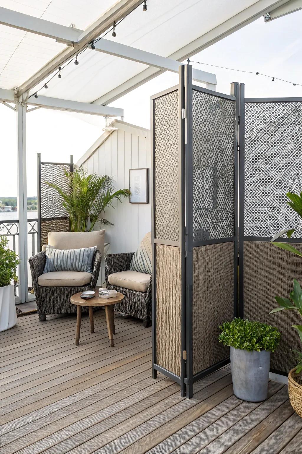 Add flair and privacy with decorative screens.