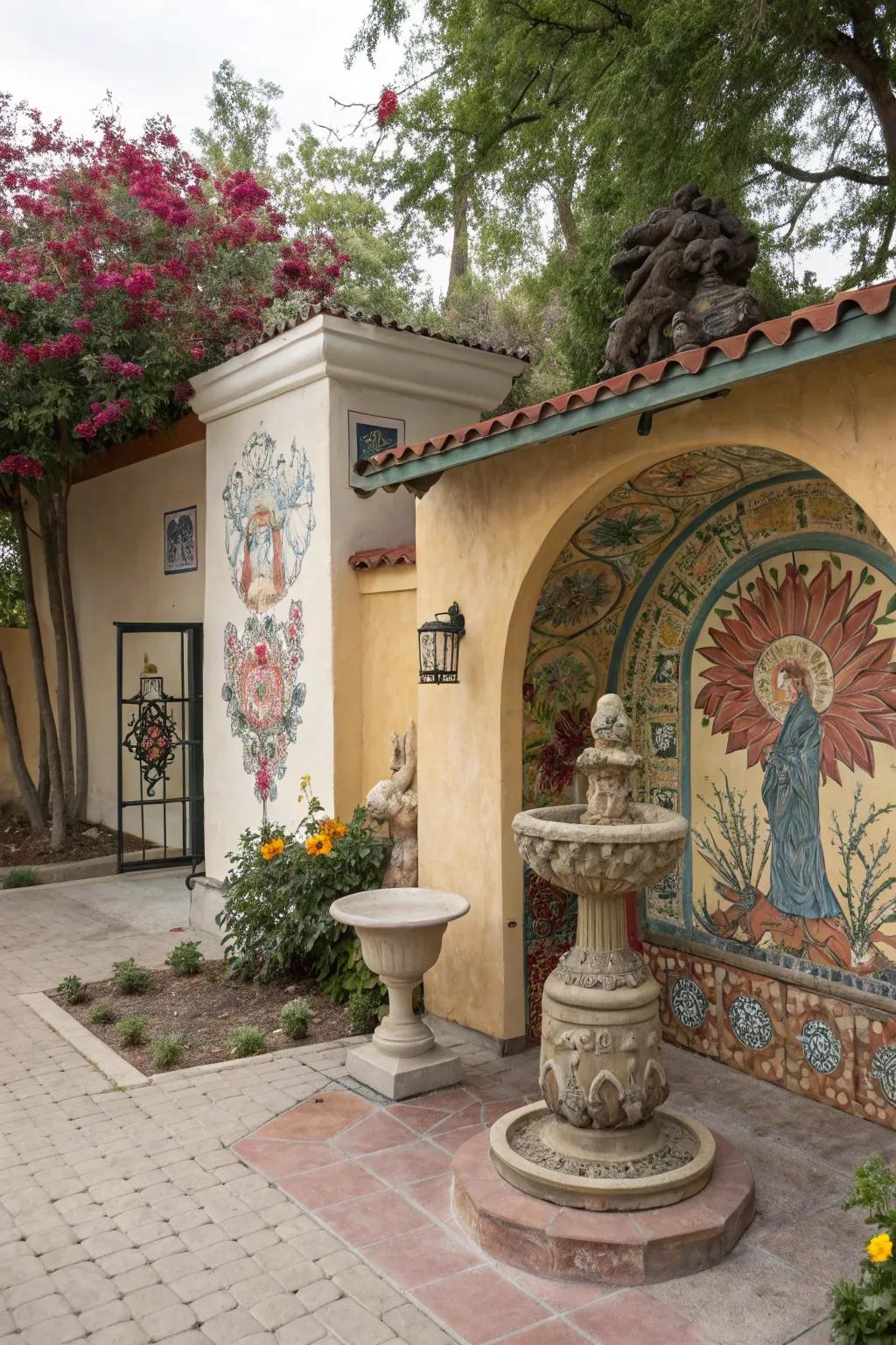 Artistic wall decor infuses personality into your outdoor space.