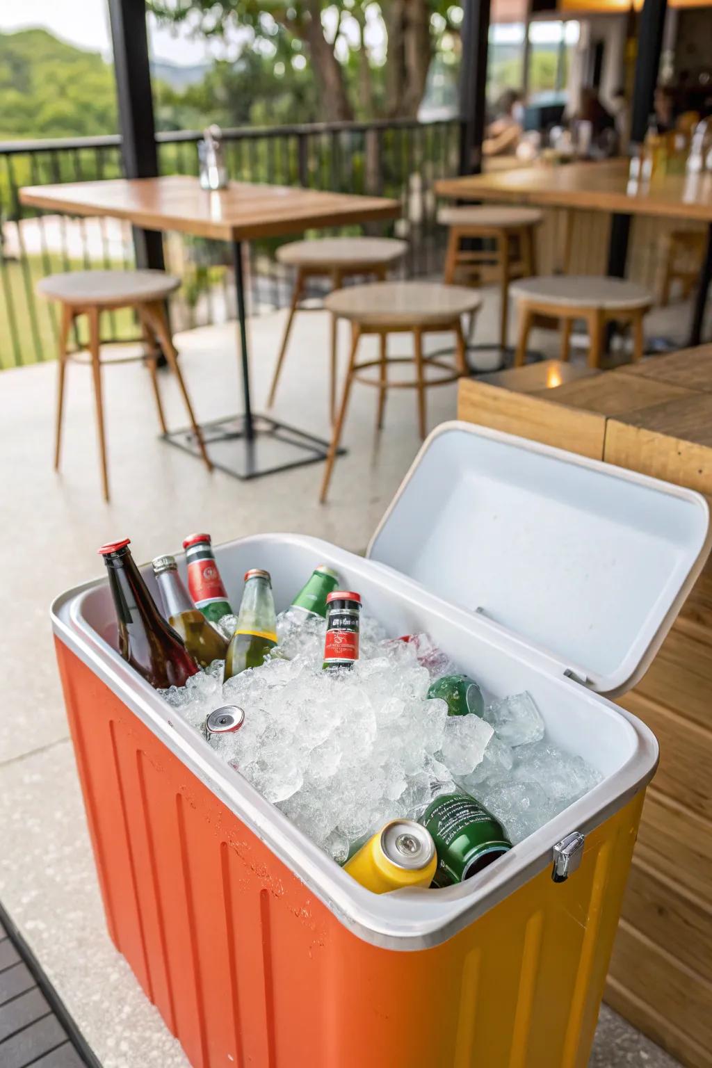 A cooler is a budget-friendly alternative to a mini fridge for keeping drinks chilled.