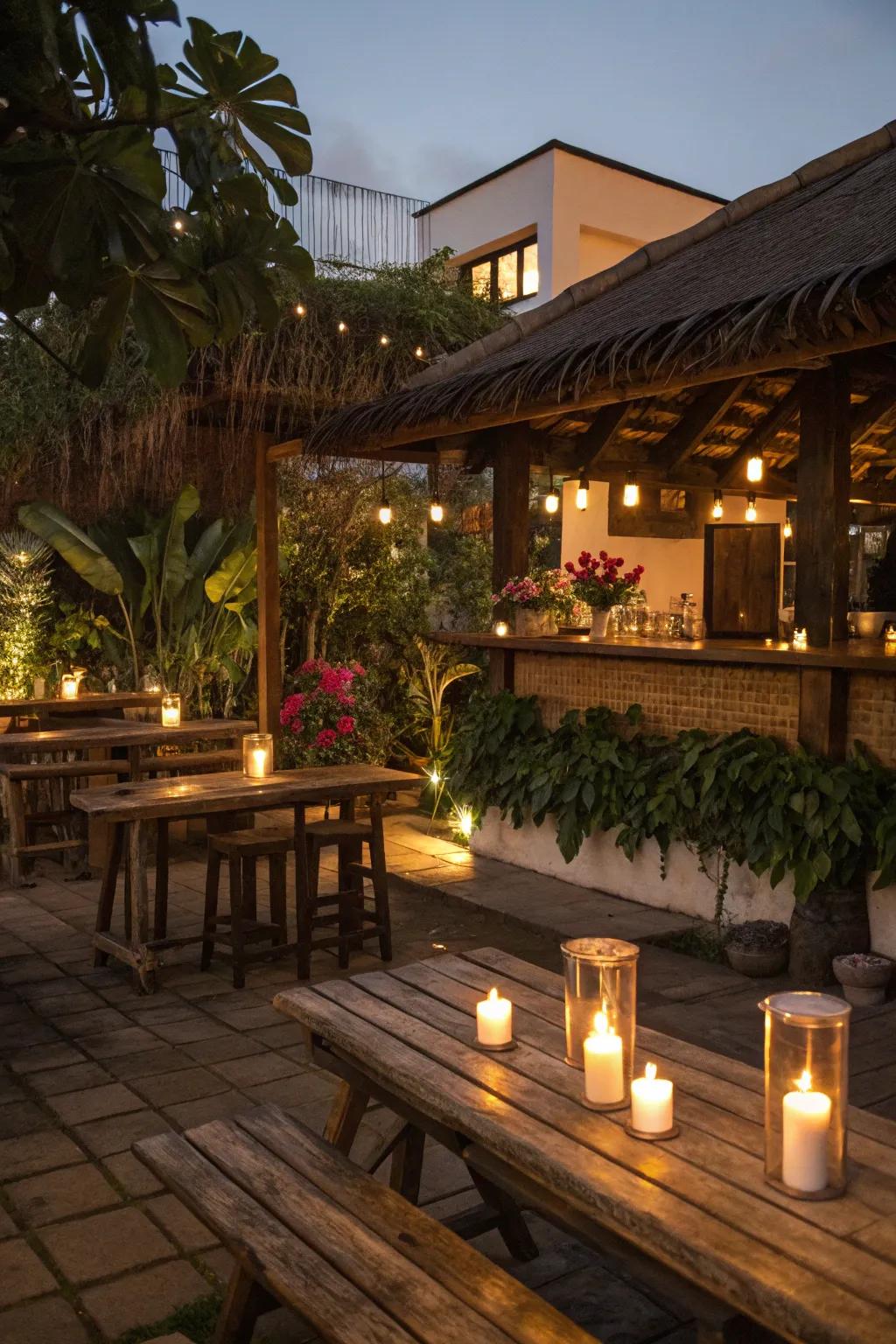 Candlelight brings romance and warmth to your bar.