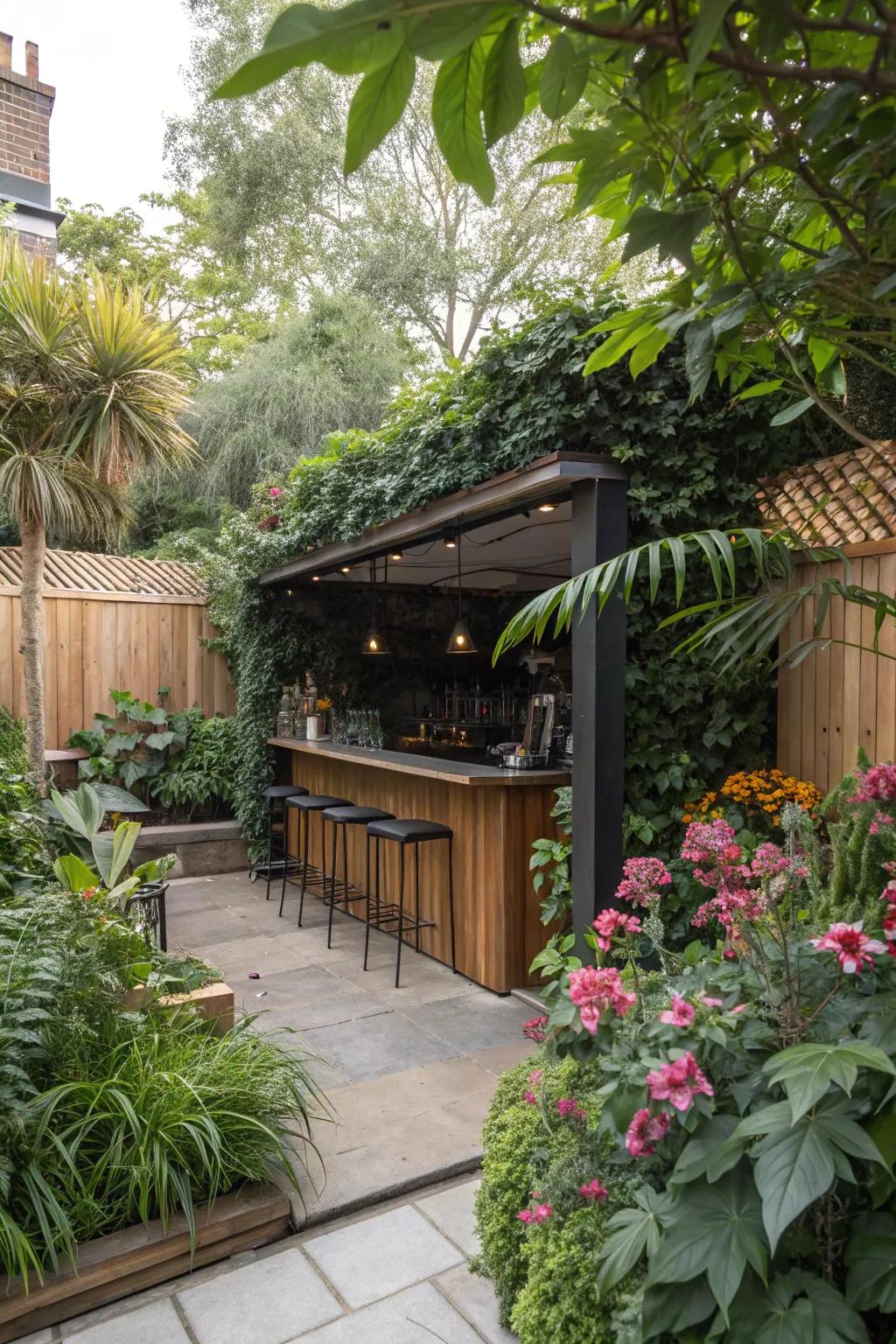 A secluded and intimate hidden garden bar.