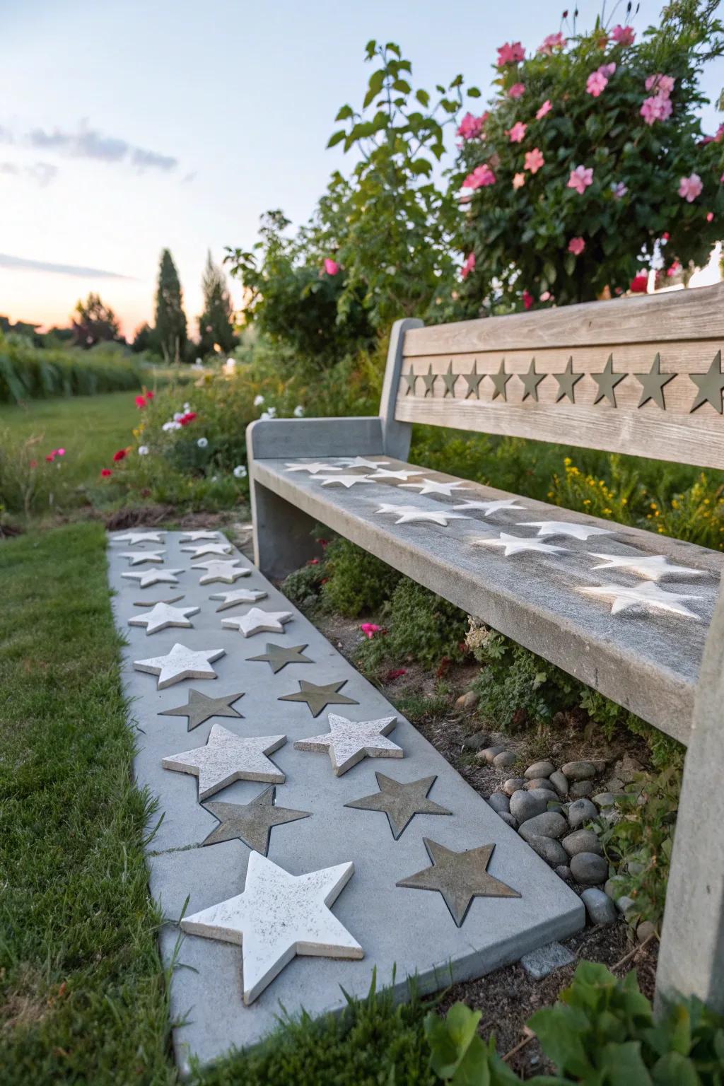 Concrete stars provide a modern, weatherproof decoration.
