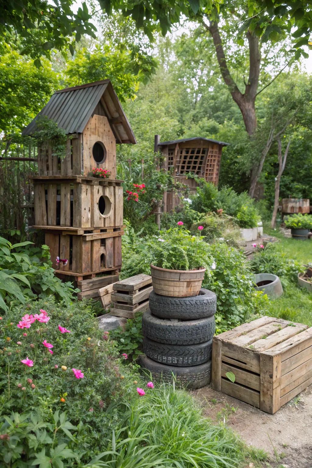 Create a sustainable haven with recycled materials.