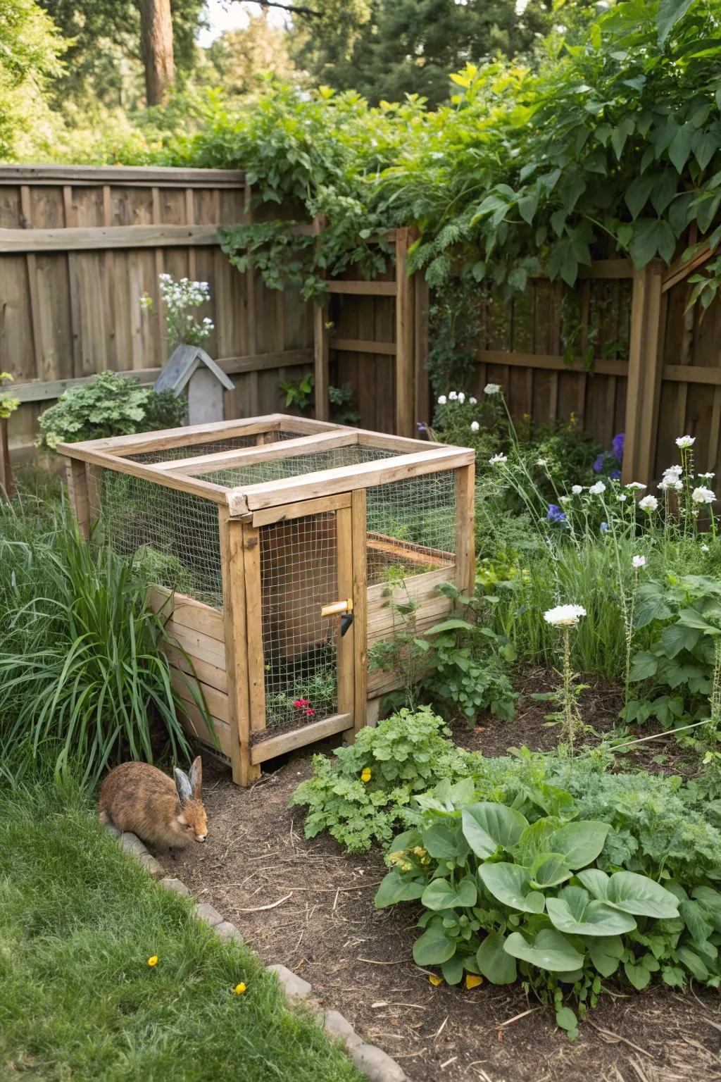 An eco-friendly bunny cage made with sustainable materials.
