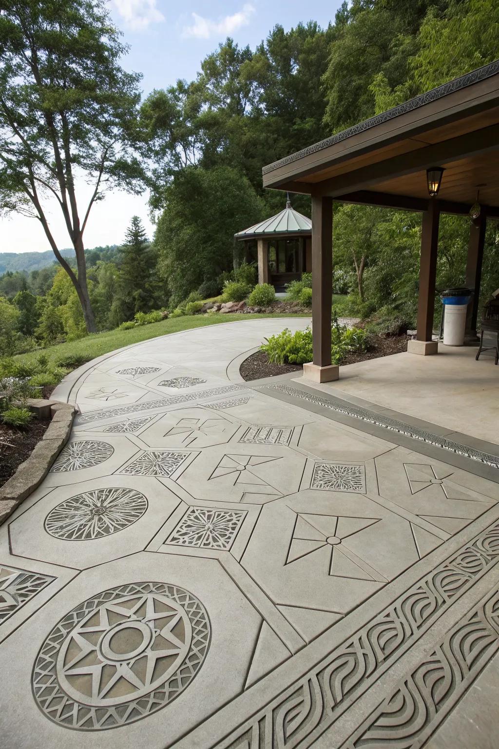 Creative shapes making the patio a work of art.
