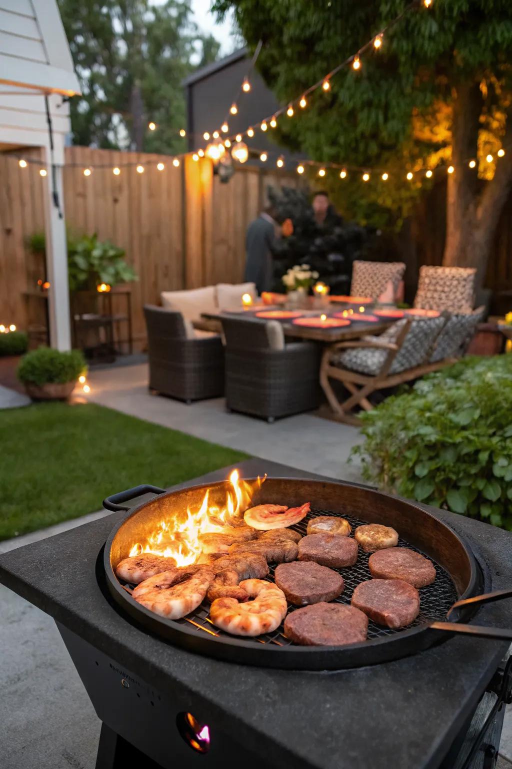Plancha fire pit for versatile and high-heat outdoor cooking.
