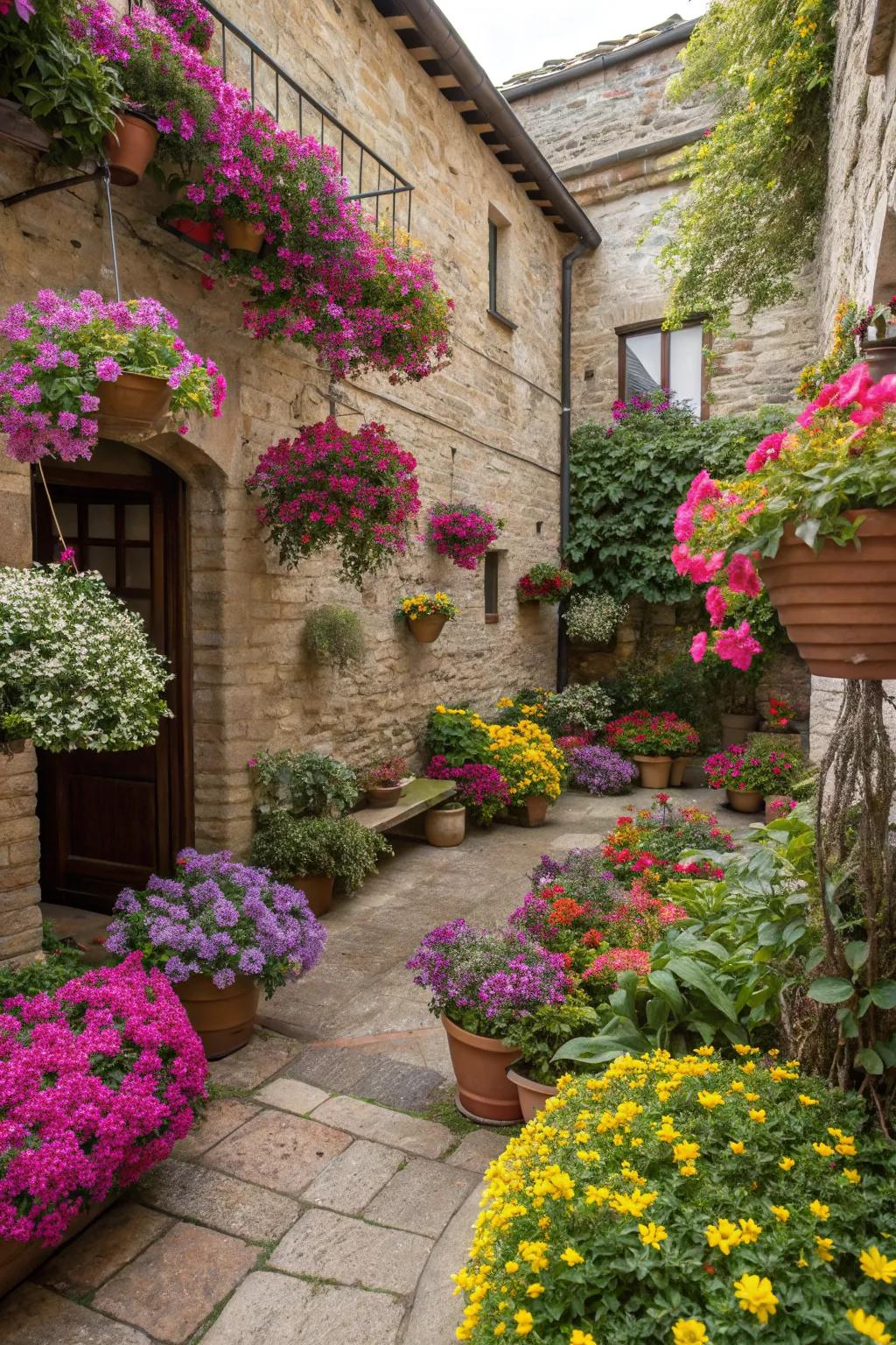 Colorful plants add vibrancy and interest.