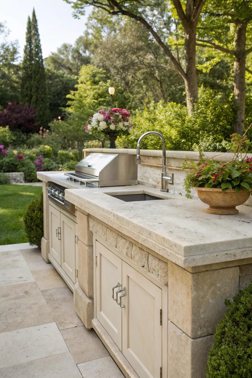 Limestone brings a classic warmth to outdoor settings.