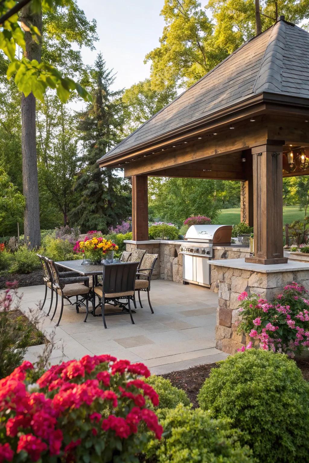 Find peace in a secluded garden oasis with your pavilion.