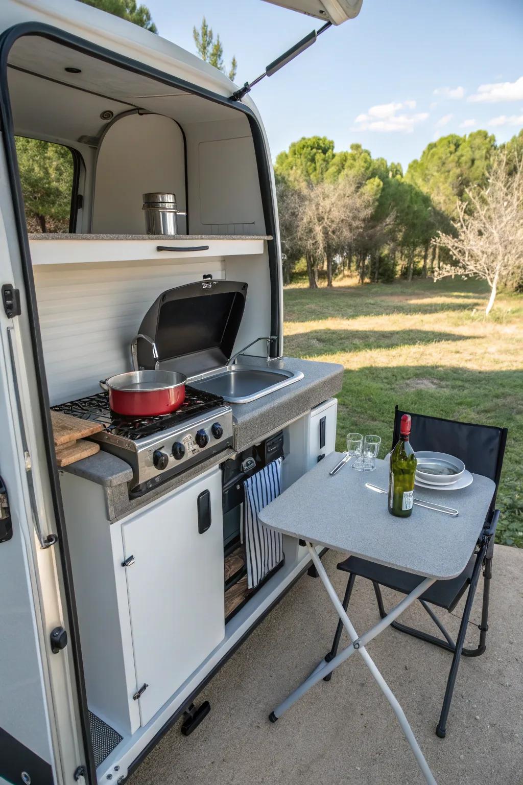 A compact and efficient kitchen setup for small spaces.