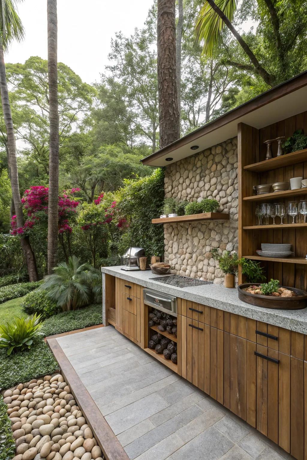 Bring nature's touch with soothing pebble tiles.