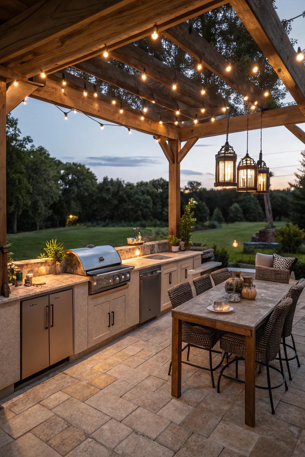 Ambient lighting sets the perfect evening mood.