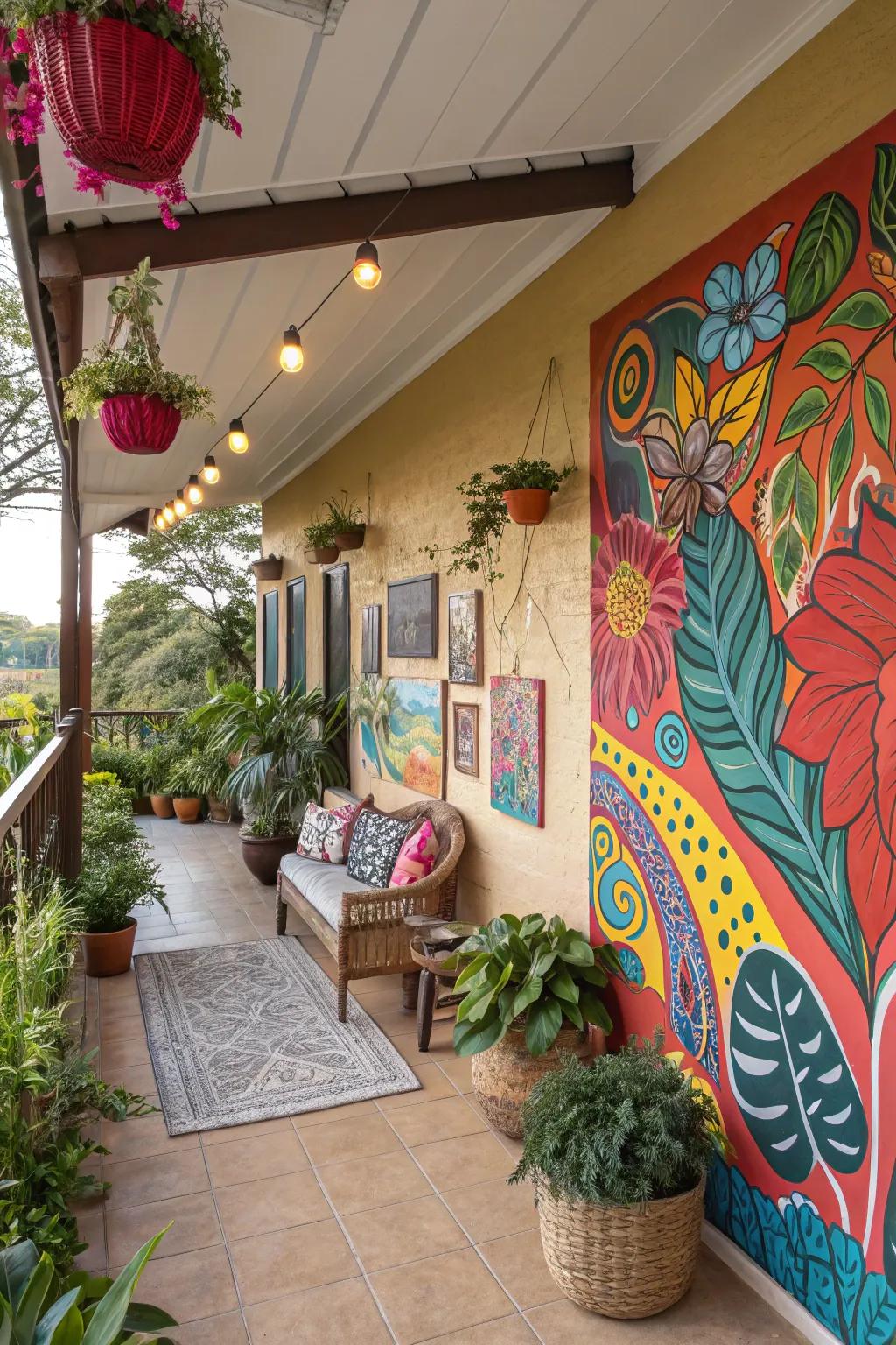Art pieces add personality to your outdoor space.