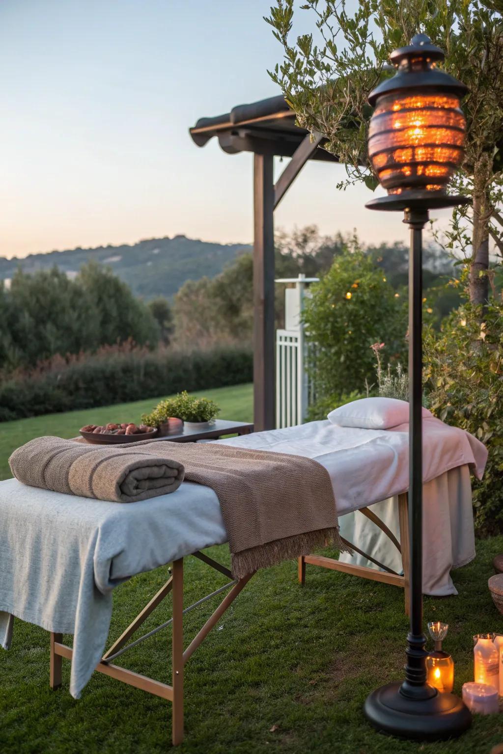 Stay warm and cozy with an outdoor winter massage.