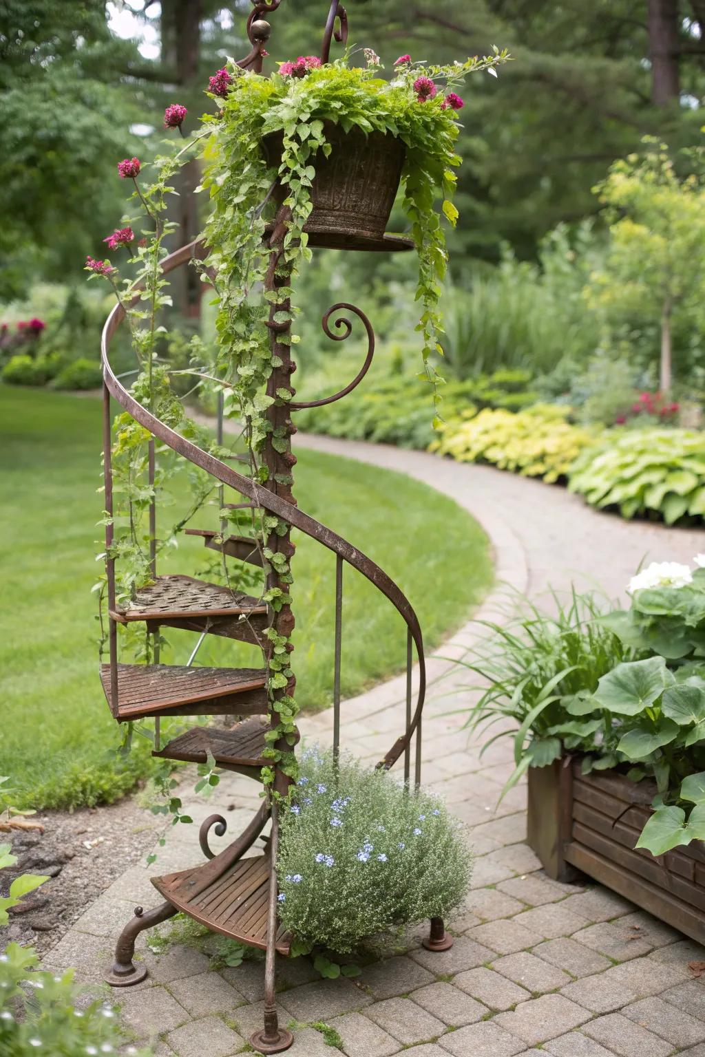 Eye-catching spiral design for trailing plants.