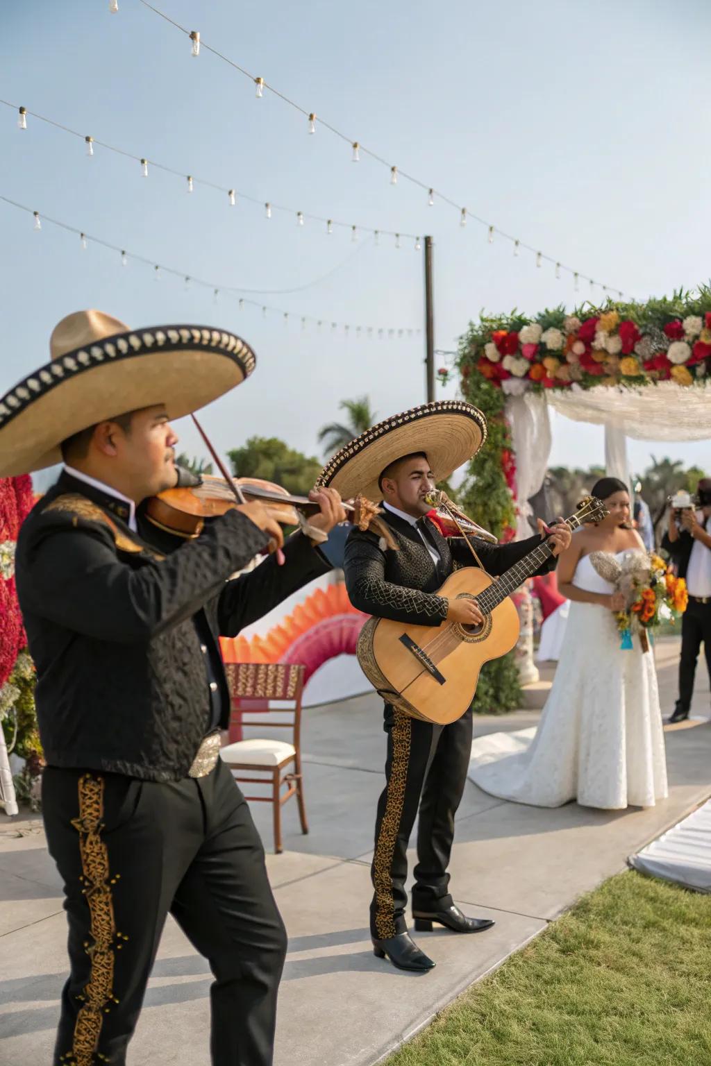 A live mariachi band sets the festive mood.