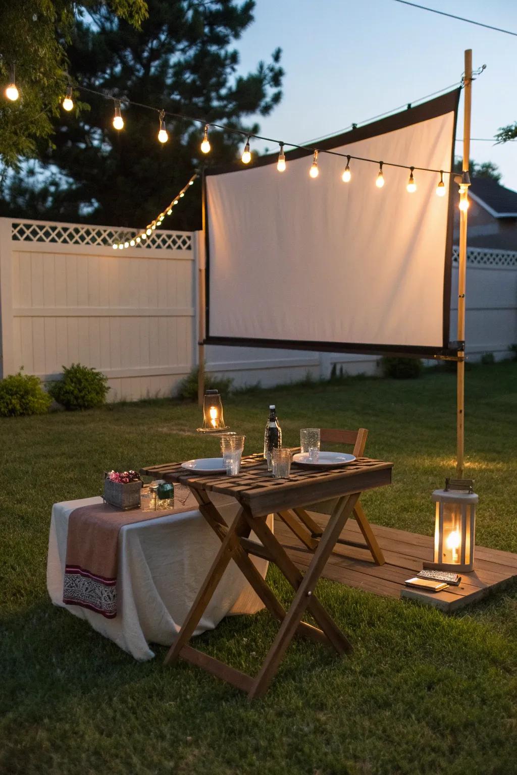 A DIY projector stand ensures stability and ease of use during your movie night.