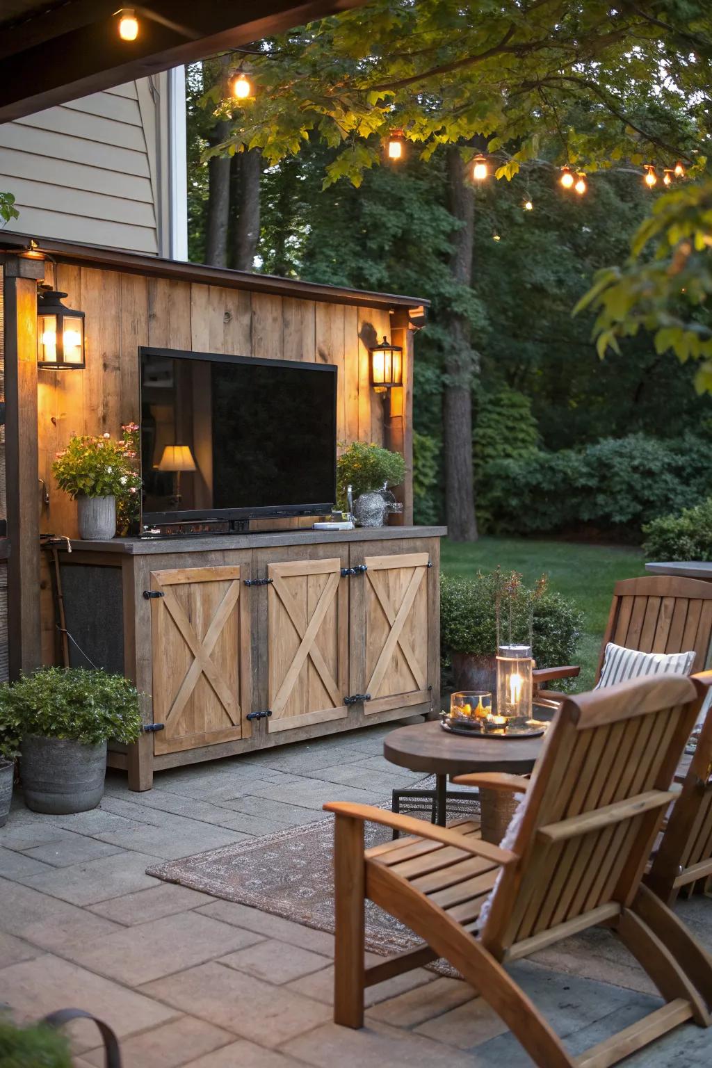 Add vintage charm with a reclaimed barn door TV stand.