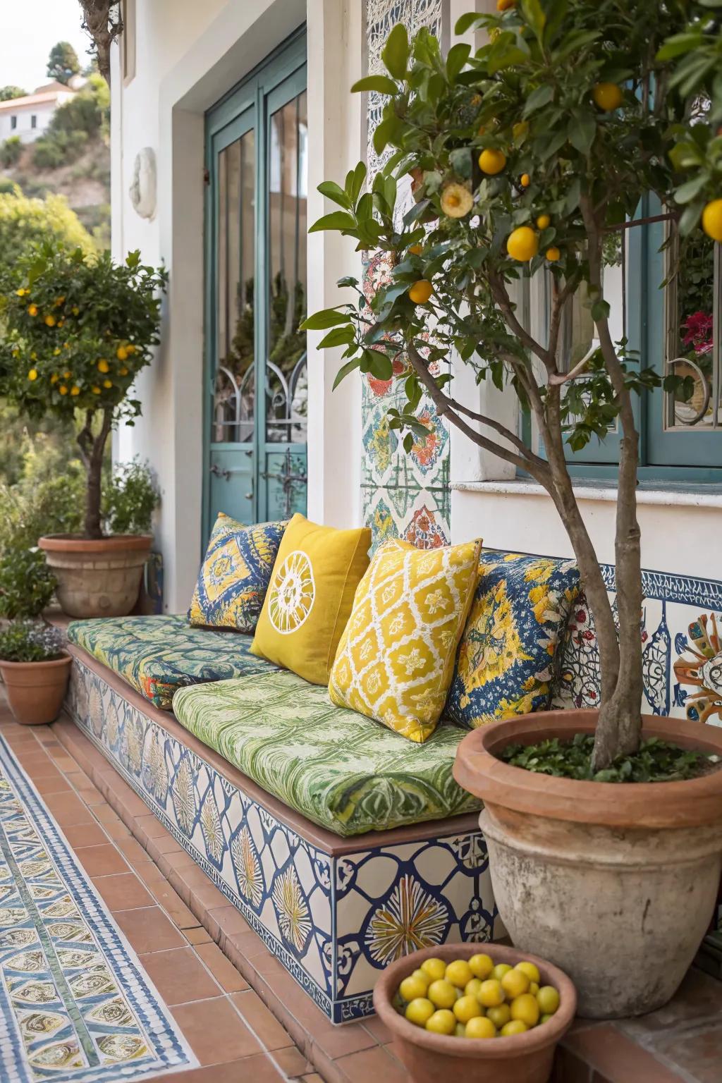 Mosaic tiles add a vibrant touch to your outdoor space.