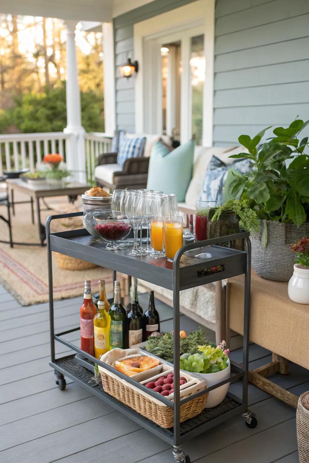 Entertain in style with a versatile outdoor bar cart.