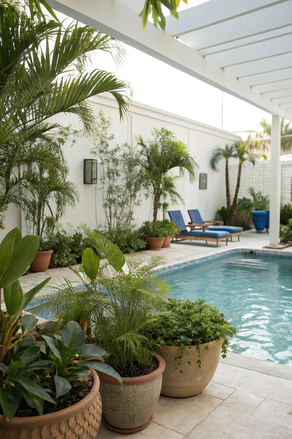 Create a calming haven with lush greenery.