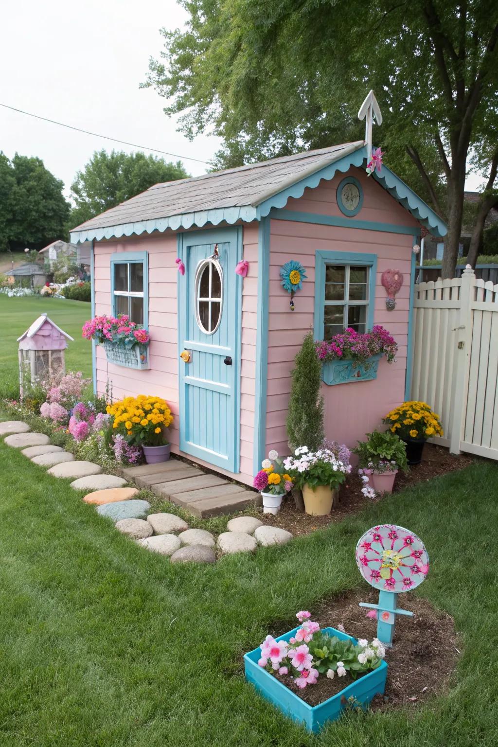 Pastels add a whimsical, fairytale vibe to the garden.