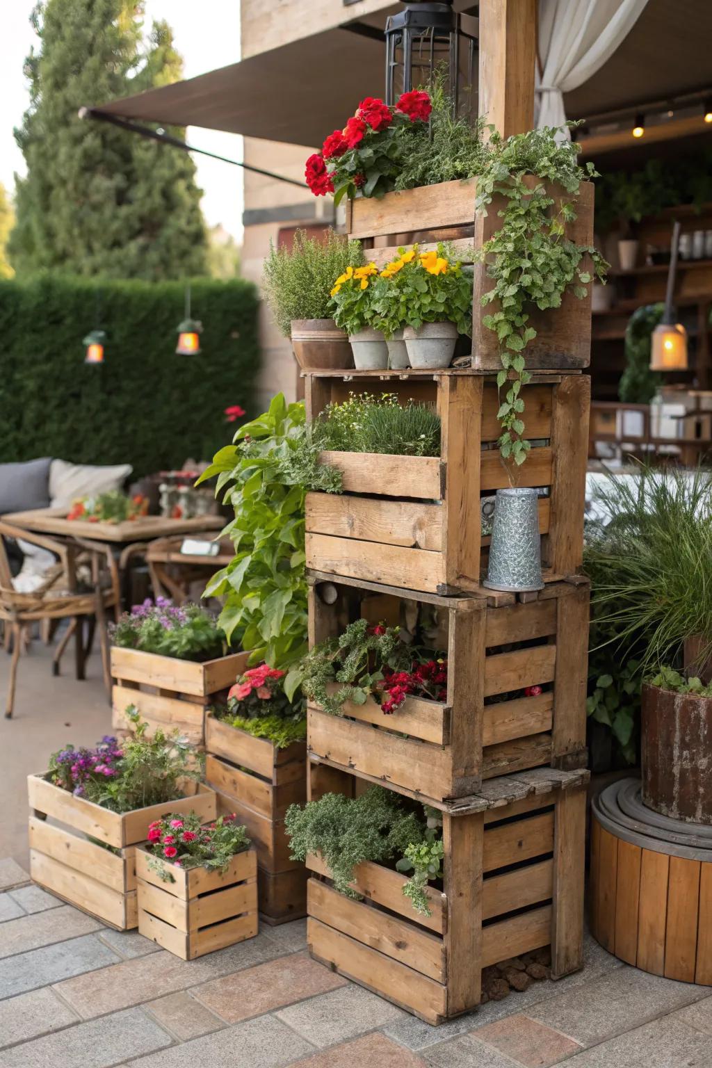 Mix and match boxes offer a customizable shelving solution for creative gardeners.