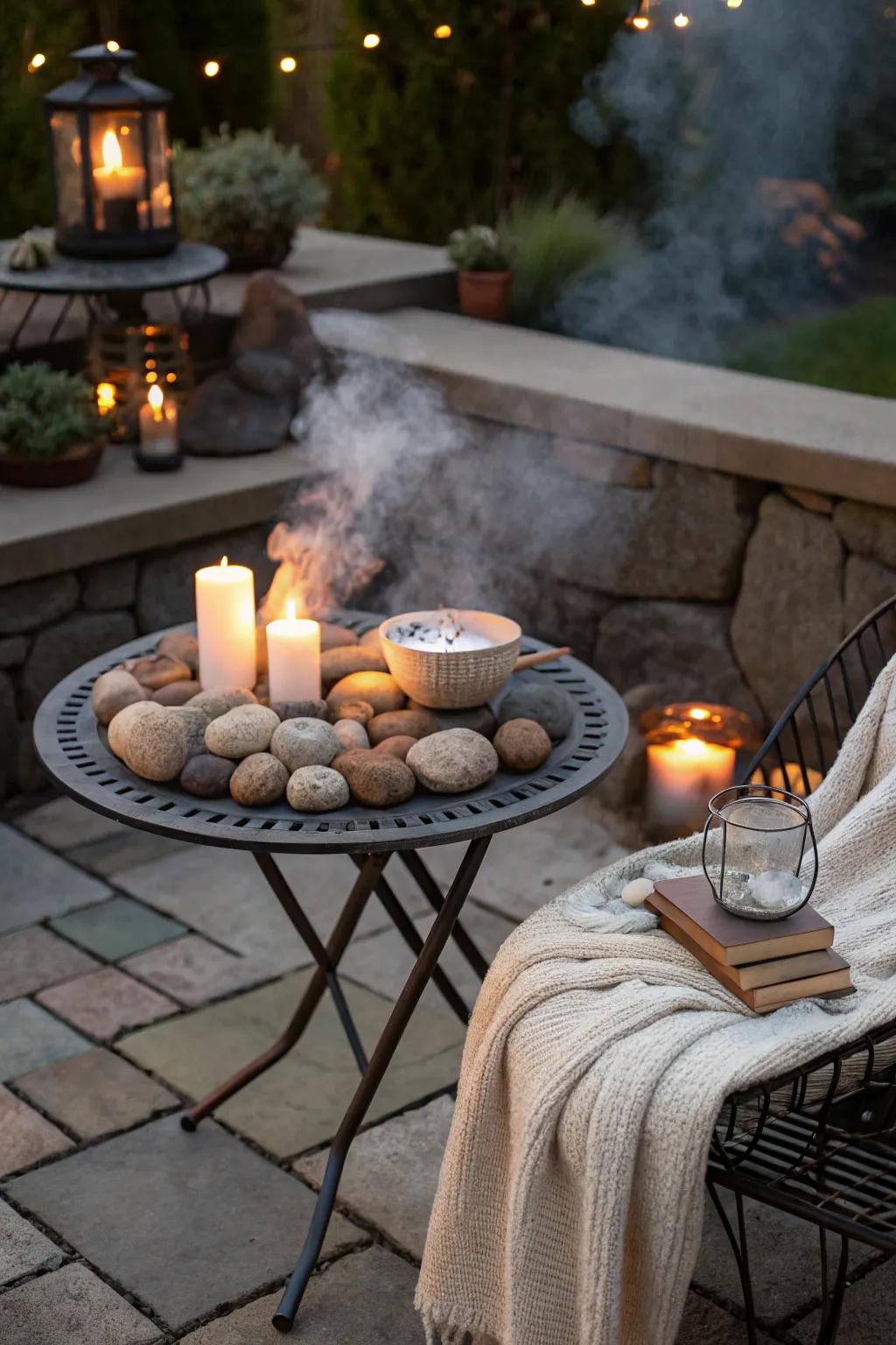 Fire pits provide warmth and a cozy glow for outdoor gatherings.
