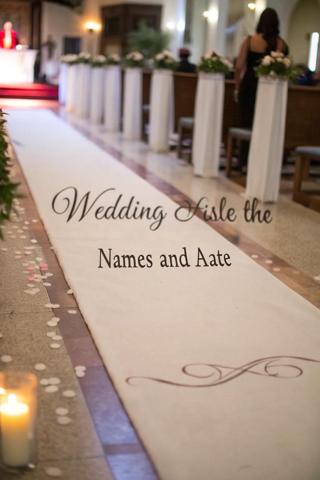 A personalized aisle runner for a wedding