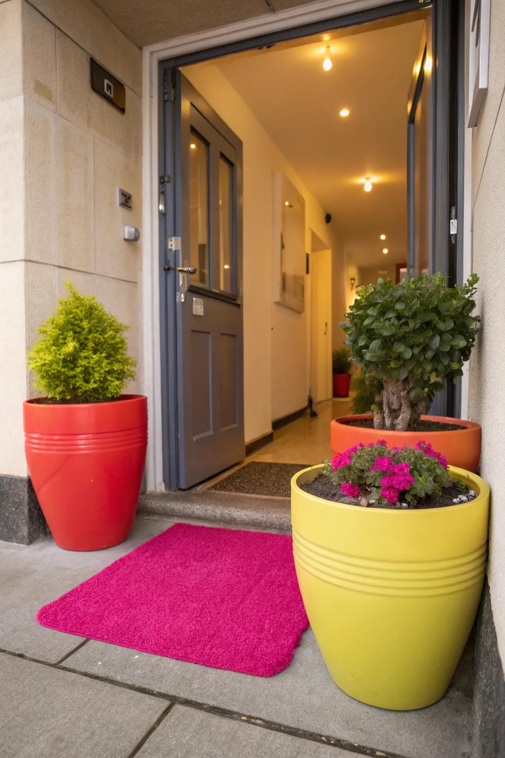 Bold colors create a striking and memorable entrance.