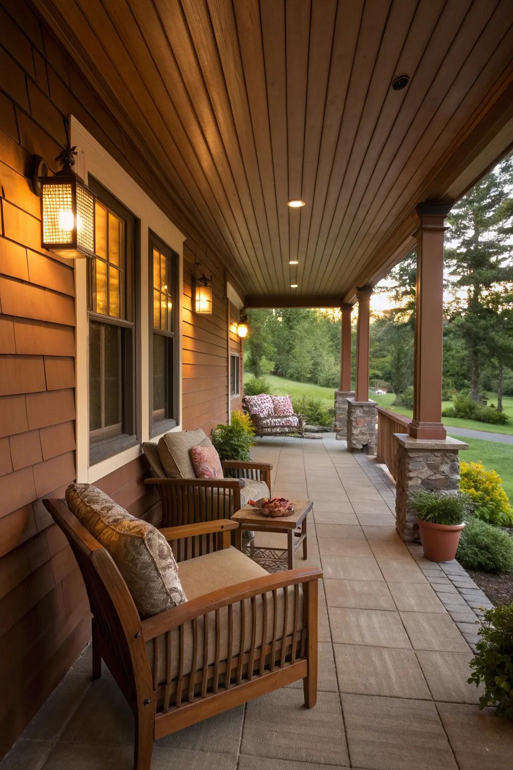 Create cozy comfort with earthy brown tones.