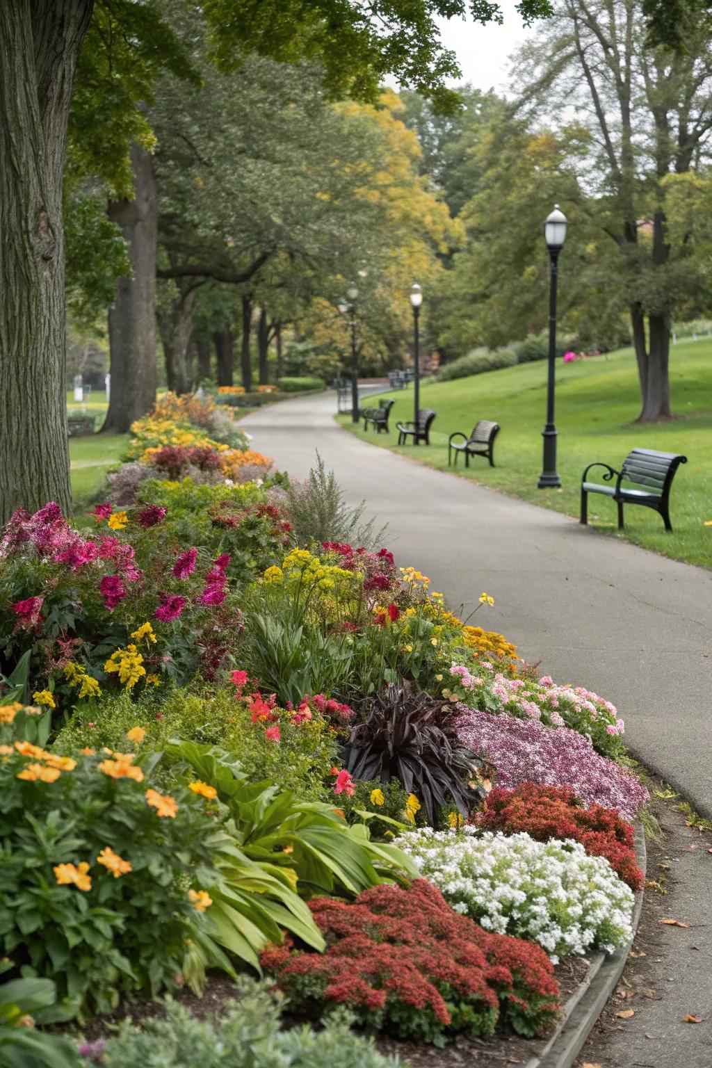 Seasonal planting keeps your park strip vibrant all year long.