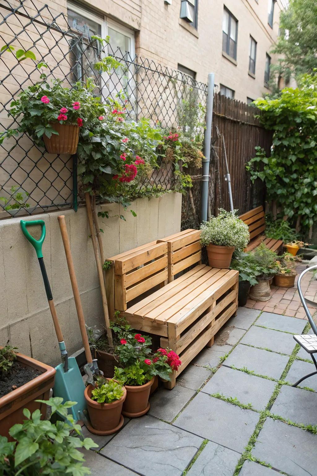 A space-saving stacked bench perfect for small patios.