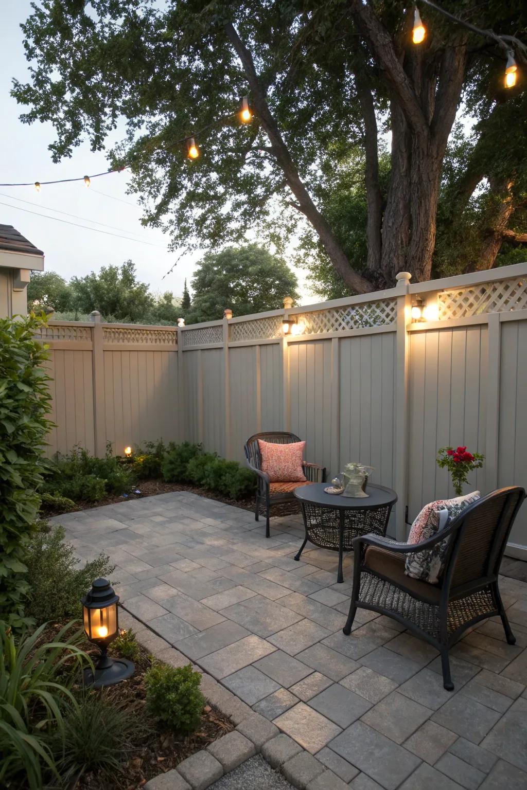 Solid panels provide complete privacy for your patio.