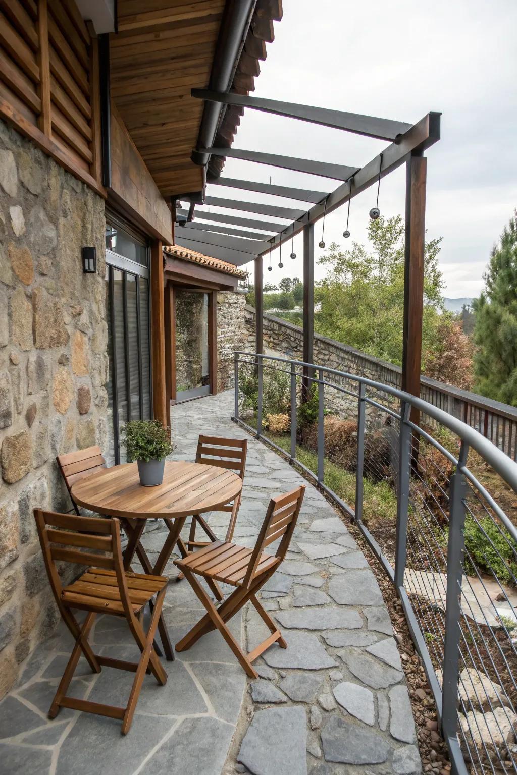 Create a visually interesting patio with a variety of materials.