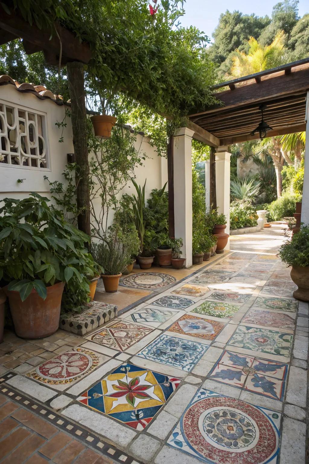Mosaic inlays bring a personal touch to your patio.