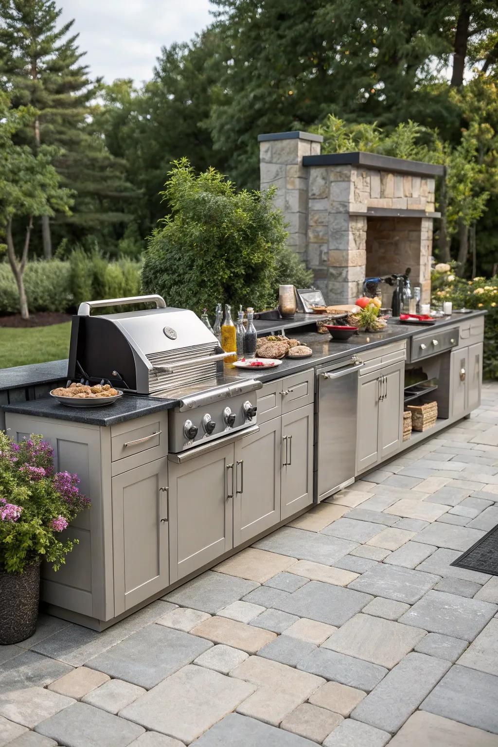 Elevate your patio with a functional outdoor kitchen.