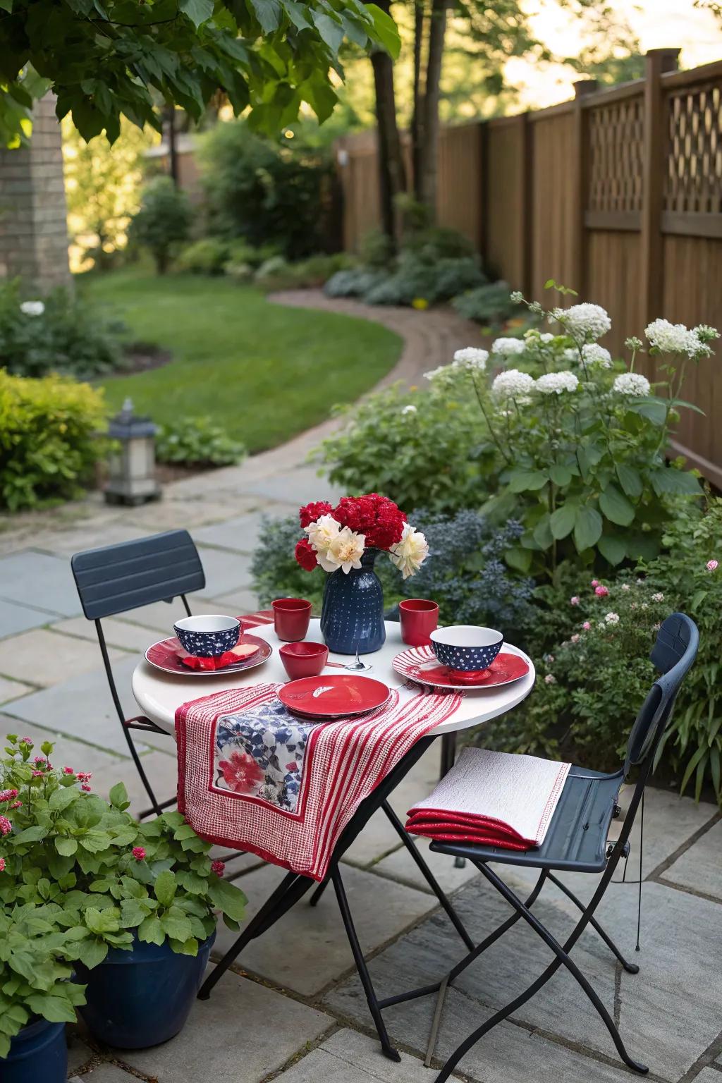 A festive table setting ready for patriotic celebrations.
