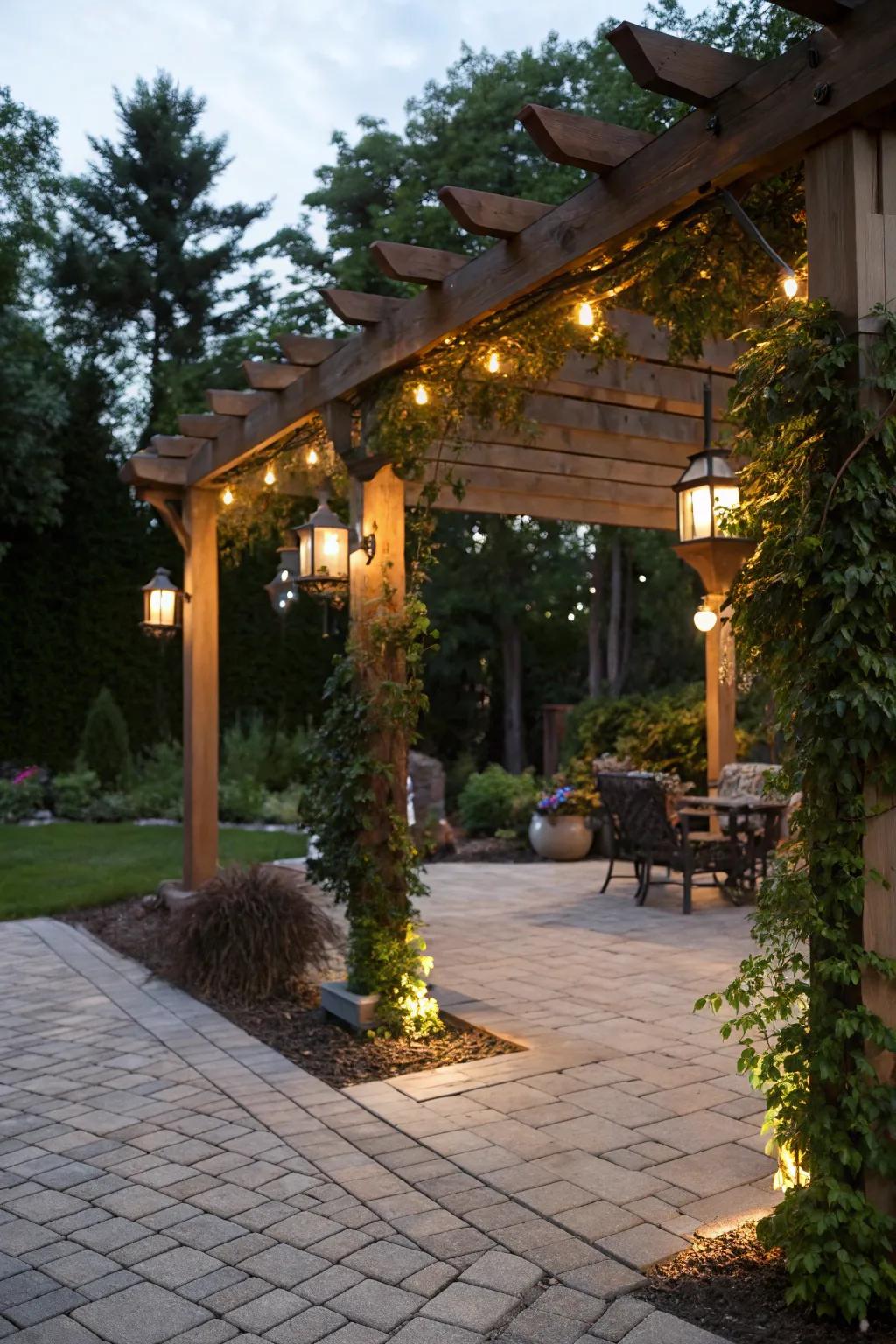 Integrated lighting adds drama and functionality after dark.