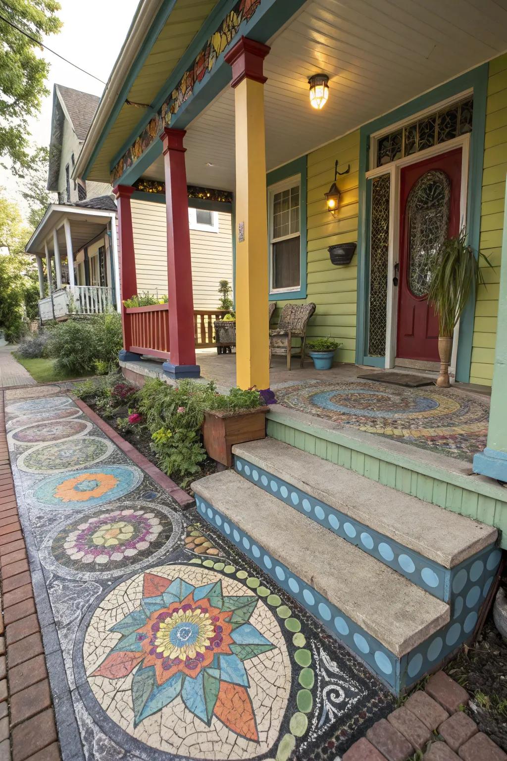 Mosaic pavers add a splash of creativity and color.