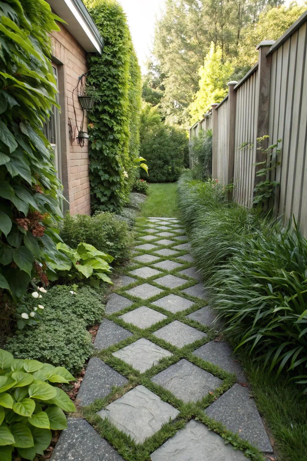 Diagonal patterns create dynamic and spacious effects.